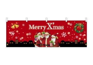 Storefront Lantern/Noren Curtain Red Santa Claus Presents