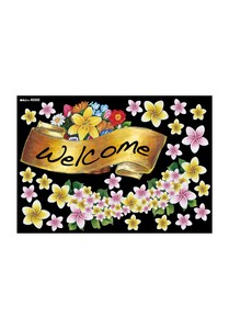 ☆P_デコシールA4 40305 リボン黄 花 Welcomeチョーク