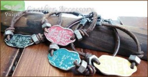 Leather Bracelet Antique Key Vintage Made in Japan