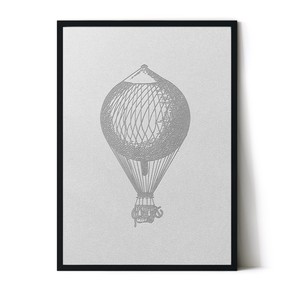アートポスター【気球】B3　A2　B2　北欧　ヴィンテージ　エンボス調　モノトーン