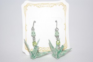 Earrings Handmade Japanese folded paper crane earrings