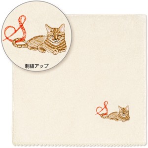 【日本製】可愛い猫の イニシャル ハンカチ オーガニックコットン【S】