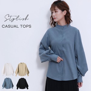 Button Shirt/Blouse Stand-up Collar Ladies