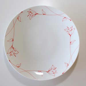 Hasami ware Main Plate Red Flower Party Made in Japan