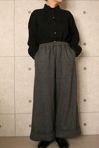 【2022年秋冬】日本製 ウールヘリンボーンロング裾Wワイドパンツ　№818482