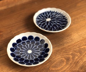 丸菊　菊形35皿　12cm【日本製　小皿　プレート　和食器　陶器　織部】ヤマ吾陶器