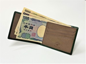 ＜イタリアンレザー　ドラーロ使用＞札バサミ　二つ折り財布　日本製