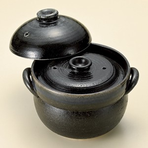 るり釉ご飯鍋(中蓋付)(萬古焼)