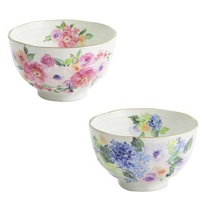 20 S/S Mino Ware 1Pc Timbre Rice Bowl Pink Blue