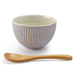 Ripple Bowl Beige Mino Ware Donburi Bowl Soup Spoon