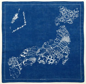 Gauze Handkerchief BLUE Map