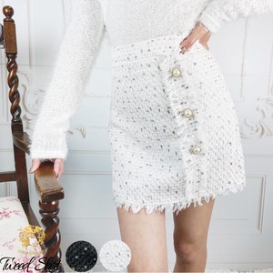 Skirt Tweed Short Button Black White 2 3 70 8 2