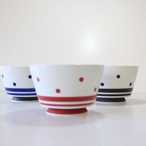 Donburi Bowl Line Dot Red Made in Japan HASAMI Ware Donburi Bowl Stack Effect Easy To Hold
