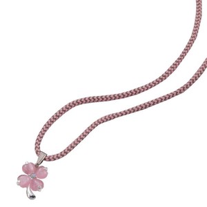 Silver Chain Necklace Pink Colorful Clover