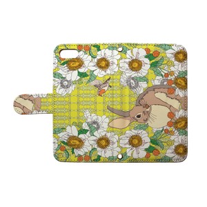 Rabbit Smartphone Case Notebook Type Flower Flower Rabbit Rabbit