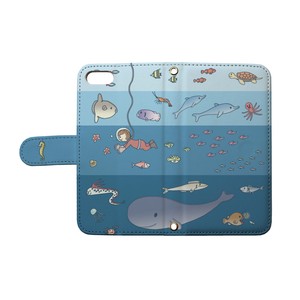 Smartphone Case Notebook Type Whale Whale Dolphin