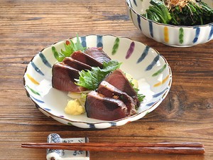 彩り錦十草菊形6.0皿【中皿 日本製 美濃焼 和食器 菊型】