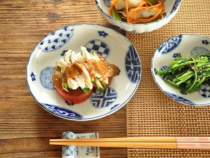 藍丸紋菊形5.0皿【中皿 日本製 美濃焼 和食器】