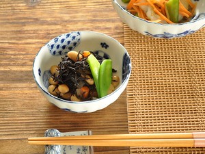 藍丸紋菊形3.5鉢【小鉢 日本製 美濃焼 和食器 菊型】