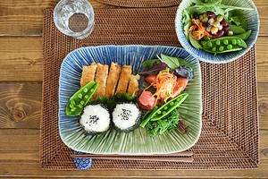 二色流し彫十草角大皿【角皿 日本製 美濃焼 和食器】