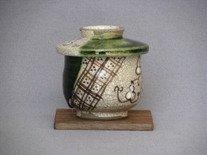 土鍋 重箱 蓋物 和陶器 和モダン /織部瓢（ひさご）絵一客蒸碗※敷板は付きません