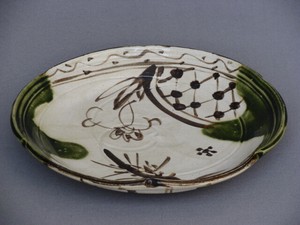 盛皿 大皿 中皿 プレート 和陶器 和モダン /織部鉄絵尺皿