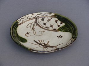 盛皿 大皿 中皿 プレート 和陶器 和モダン /織部鉄絵8寸皿