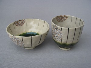 飯碗 茶碗 湯呑 和陶器 和モダン /織部千筋小紋