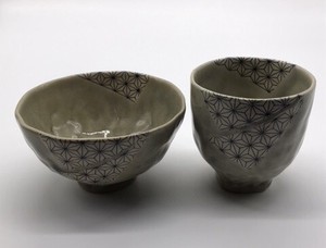 飯碗 茶碗 湯呑 和陶器 和モダン /麻ノ葉グレー