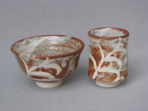 飯碗 茶碗 湯呑 和陶器 和モダン /鼠志野草紋