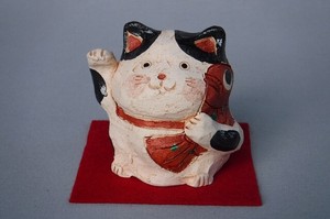 花器 花瓶 置物 インテリア 和陶器 和モダン /招福ねこ(鯛・金運)