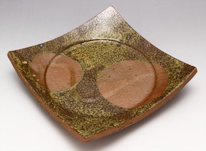 長皿 魚焼物皿 楕円皿 サンマ 和陶器 和モダン /焼〆饅頭紋足付角皿