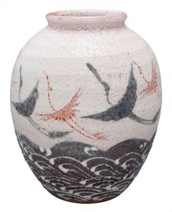花器 花瓶 置物 インテリア 和陶器 和モダン /志野波双鶴壺