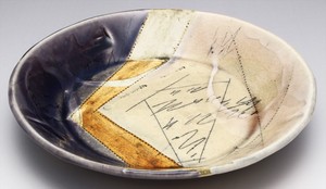 盛皿 大皿 中皿 プレート 和陶器 和モダン /梅紫線刻シェアプレート