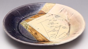 盛皿 大皿 中皿 プレート 和陶器 和モダン /梅紫線刻パスタ皿