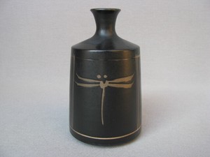 花器 花瓶 置物 インテリア 和陶器 和モダン /黒磁トンボ細花入/花瓶
