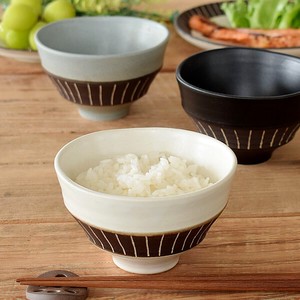 白マット黒ベルト線茶碗【飯碗 日本製 美濃焼 和食器】