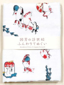 Double Gauze Hand Towel Ukiyoe(A Woodblock Print) Goldfish