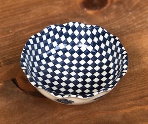 Donburi Bowl Pottery Checkered 11cm Made in Japan