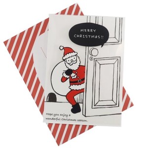 【カード】クリスマス ウォールステッカーカード ひょっこりサンタ