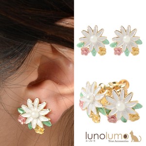 Clip-On Earrings Pearl Earrings Flower Mini White Ladies'