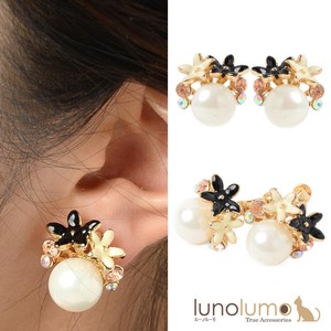 Clip-On Earrings Pearl Earrings Flower Mini White Ladies'