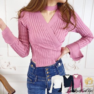 Sweater/Knitwear Knitted Pink White Plain Color Long Sleeves black Tops