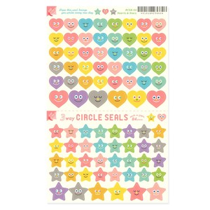 Stickers Heart Star 3-way Made in Japan