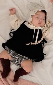 婴儿连身衣/连衣裙 格纹 分层 新生儿