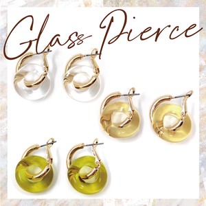 Glass Metal Pierced Earring Ring Circle Ladies Fancy Goods