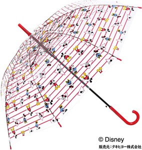 【ミッキー＆ミニー】ビニール傘（クリア）　60cmジャンプ　グラスファイバー親骨