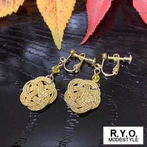 Pierced Earring Gold Post Gold Earrings Mizuhiki Knot Made in Japan