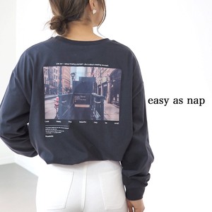 【easy as nap】【2021春新作】ROAD SIDE転写プリント スリット入りロングTシャツ