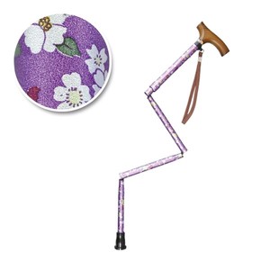 オオサキメディカル 歩行補助杖 すべりにくい杖 伸縮折りたたみ式（紫花／1本）